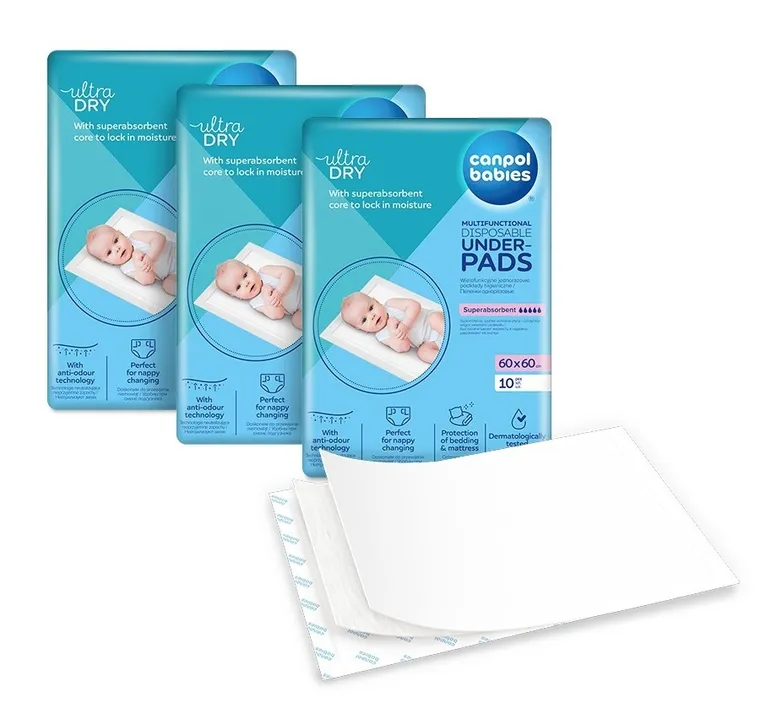Canpol babies, zestaw: podkłady higieniczne, 60-60 cm, 30 szt.