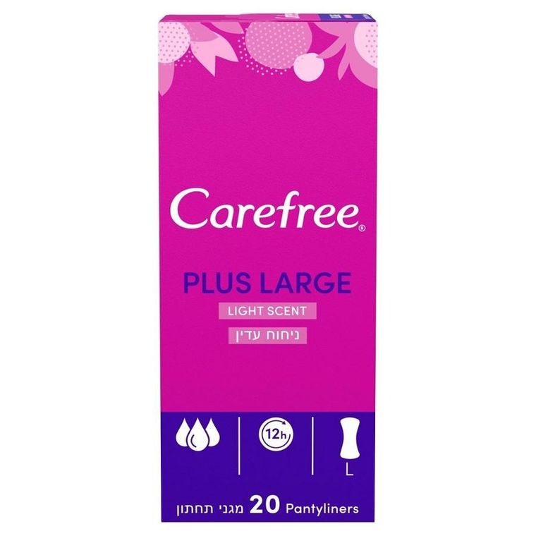 Carefree, Plus Large, wkładki higieniczne, Light Scent, 20 szt.