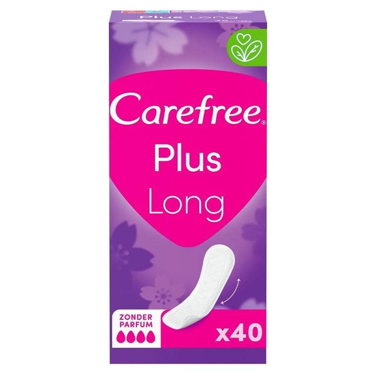 Carefree, Plus Long, wkładki higieniczne, Unscented, 40 szt.