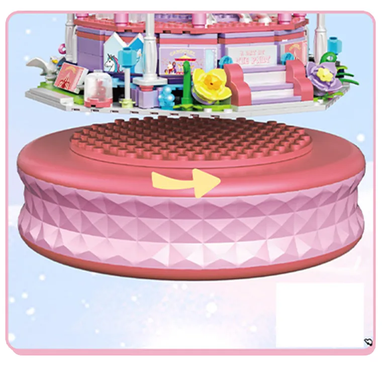 Carousel, klocki konstrukcyjne z pozytywką, karuzela z konikami, 591 elementów