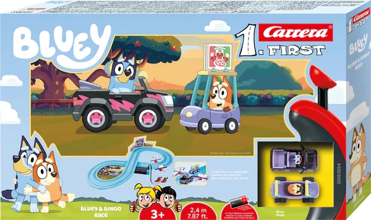Carrera First, Bluey & Bingo Race, tor wyścigowy z pojazdami, 2,4m