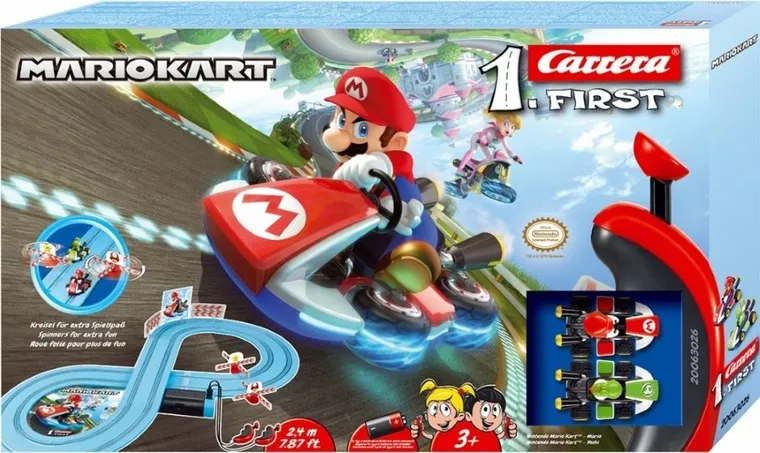 Carrera First, Nintendo Mario Kart, tor wyścigowy, 2,4m, zestaw z pojazdami, 2 szt.