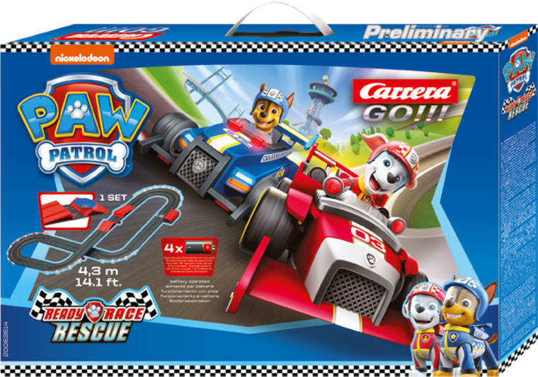 Carrera Go, Psi Patrol, Ready Race Rescue, tor wyścigowy, 2 samochody, 4,3 m