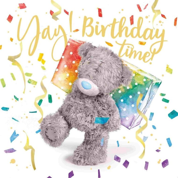 Carte Blanche, karnet holograficzny 3D, miś niosący prezent