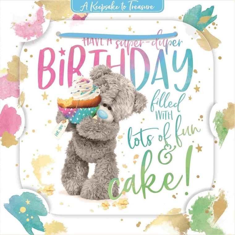 Carte Blanche, karnet holograficzny 3D, miś trzymający babeczkę