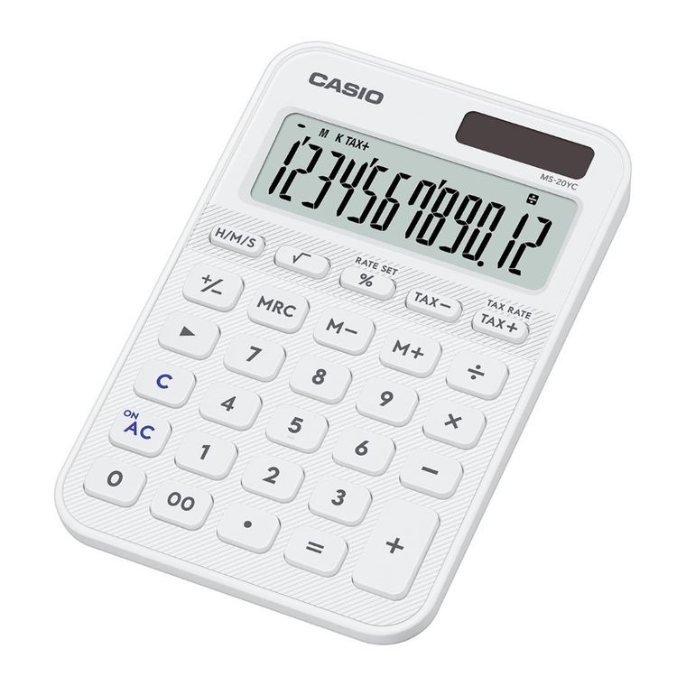 Casio, kalkulator biurowy, biały, 12 cyfrowy wyświetlacz