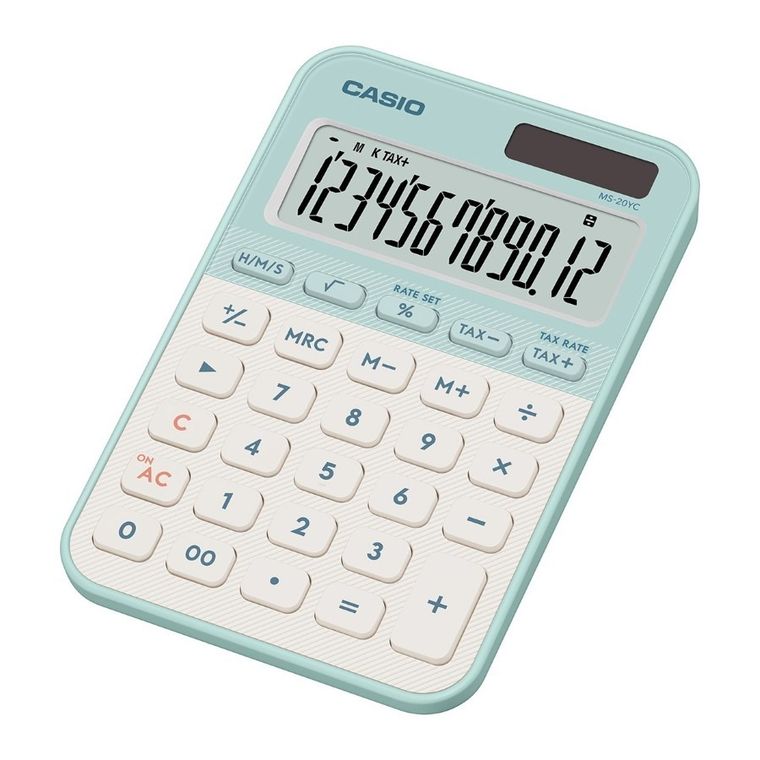 Casio, kalkulator biurowy, błękitny, 12 cyfrowy wyświetlacz