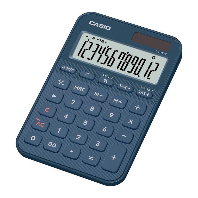 Casio, kalkulator biurowy, niebieski, 12 cyfrowy wyświetlacz