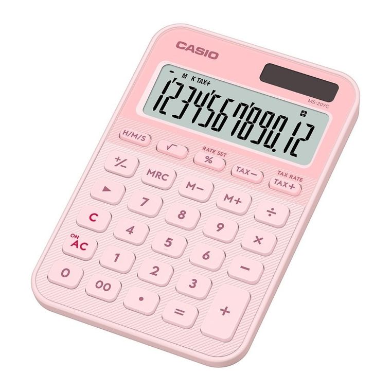 Casio, kalkulator biurowy, różowy, 12 cyfrowy wyświetlacz