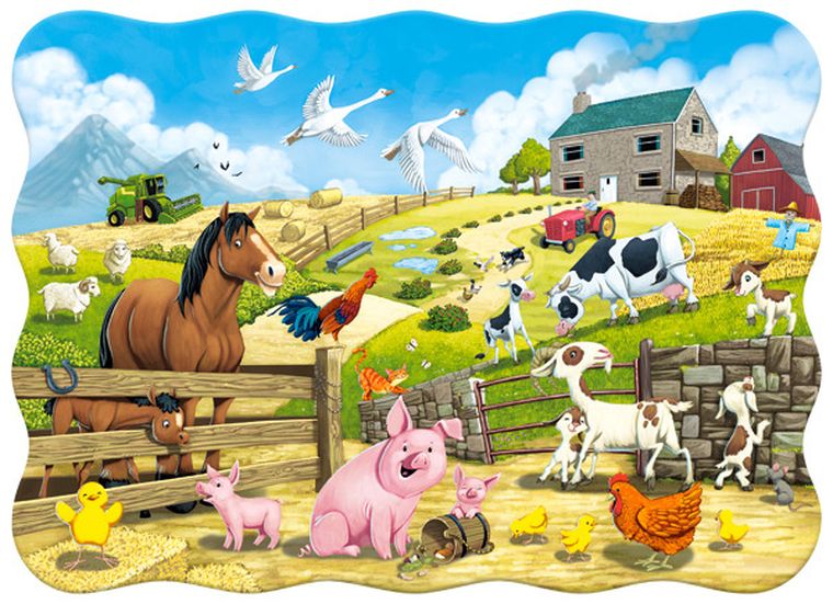 Castorland, Animals on the Farm, puzzle konturowe, 30 elementów