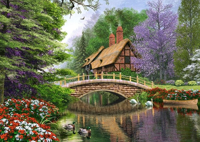 Castorland, Chata nad rzeką, puzzle, 1000 elementów