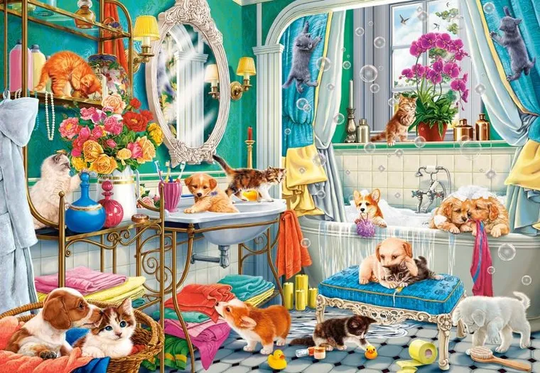 Castorland, Crazy Pet Bath, puzzle, 1500 elementów