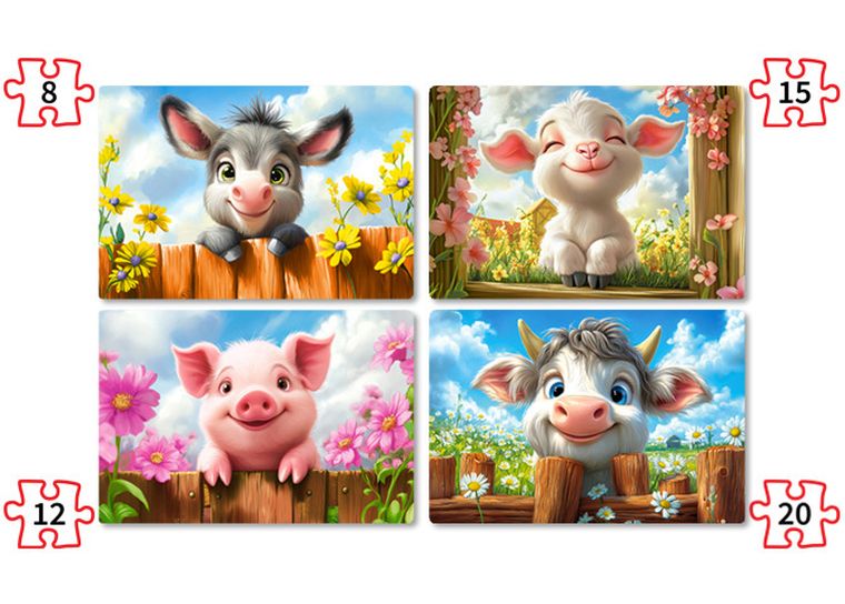 Castorland, Cute Animals, puzzle 4w1