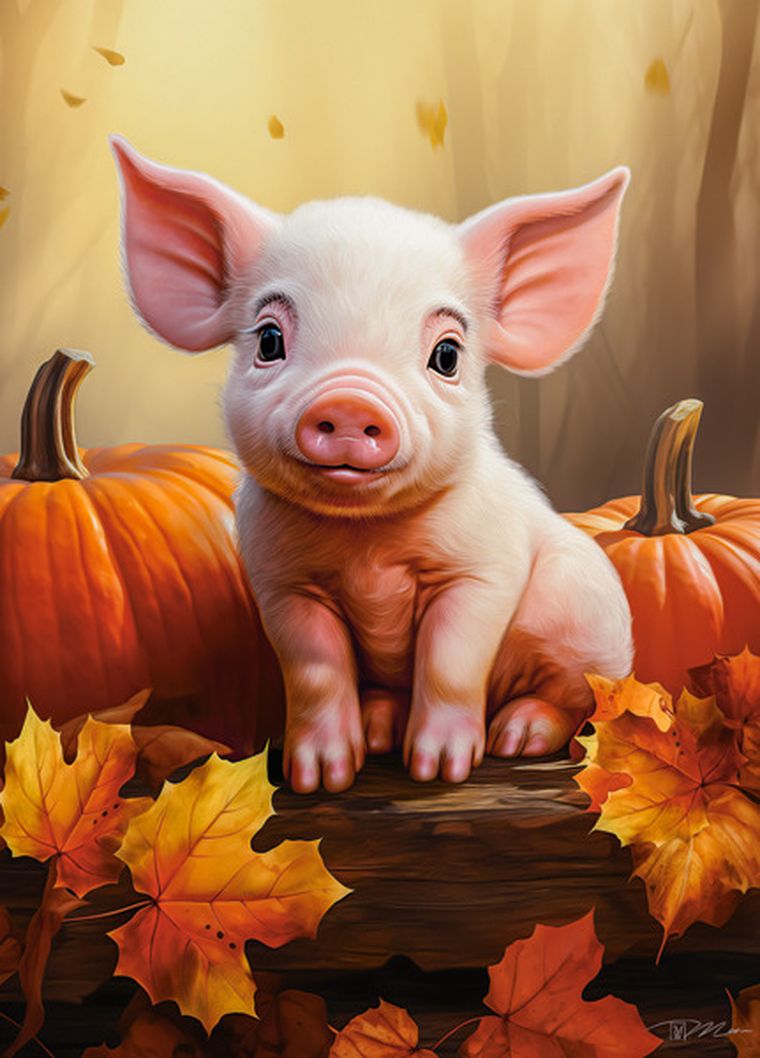Castorland, Cute Fall Piglet, puzzle, 60 elementów