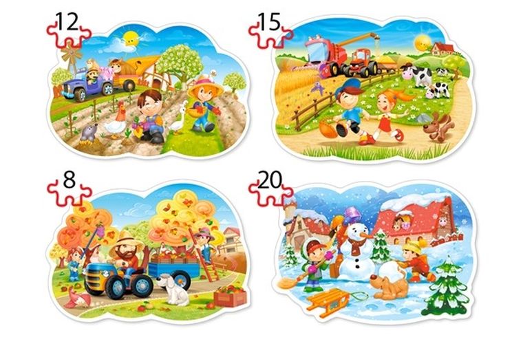 Castorland, Four Seasons, puzzle konturowe 4-1, 8-12-15-20 elementów