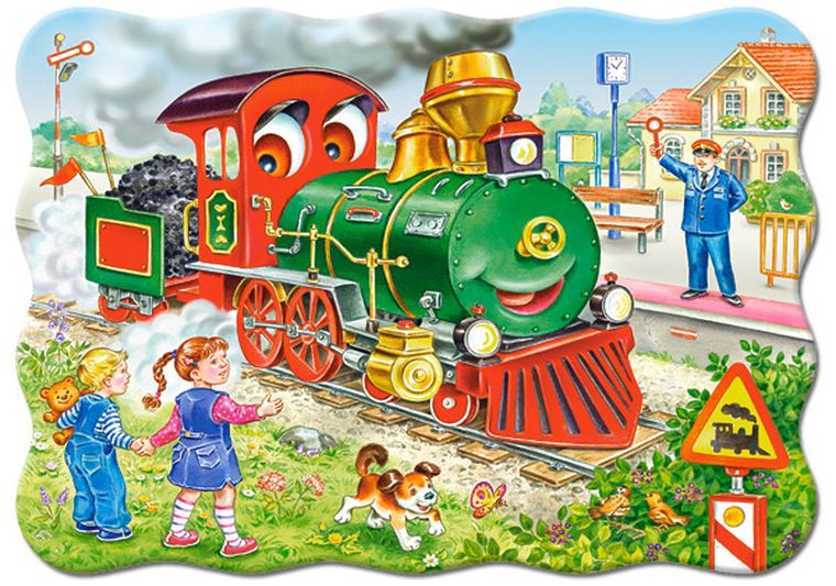 Castorland, Green Locomotive, puzzle, 30 elementów