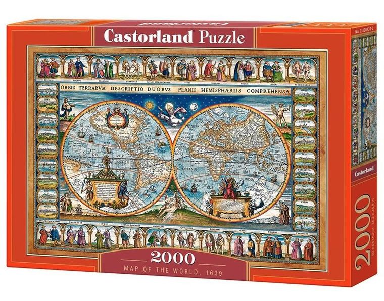 Castorland, Map Of The World, puzzle, 2000 elementów