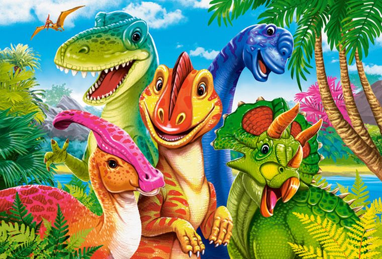 Castorland, Maxi, Dinosaurs Selfie, puzzle podłogowe, 40 elementów