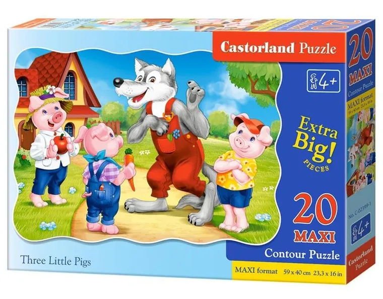 Castorland, Maxi, Three Little Pigs, puzzle, 20 elementów