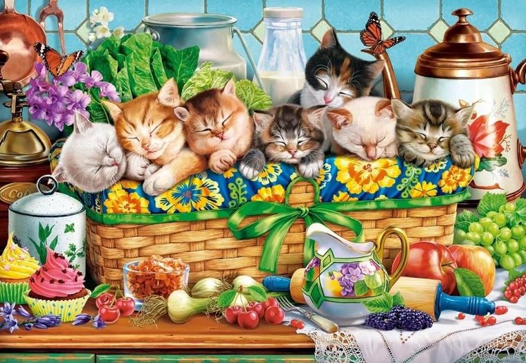 Castorland, Napping Kittens, puzzle, 1000 elementów