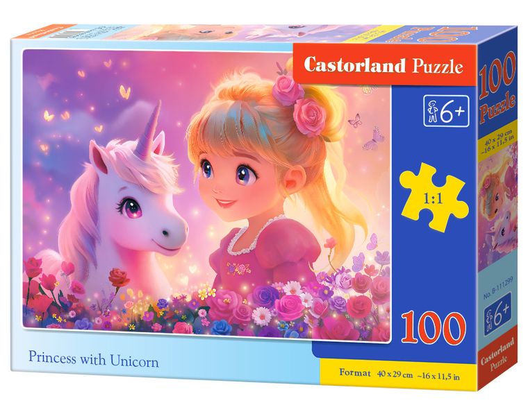 Castorland, Princess with Unicorn, puzzle, 100 elementów