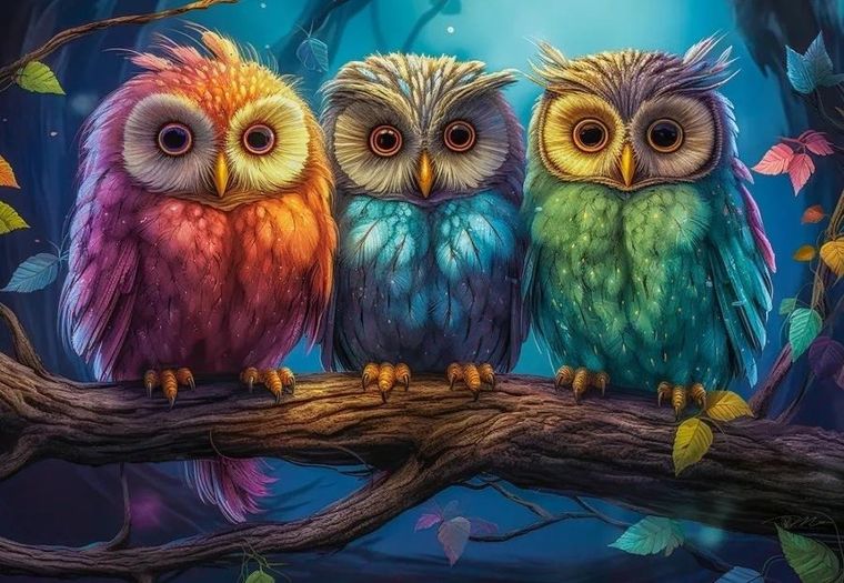 Castorland, Three Little Owls, puzzle, 1000 elementów