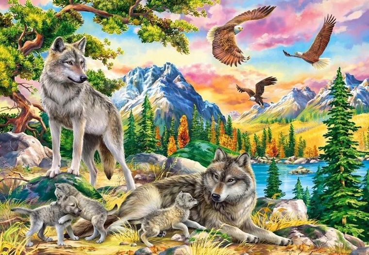 Castorland, Wolf Family and Eagles, puzzle, 1000 elementów