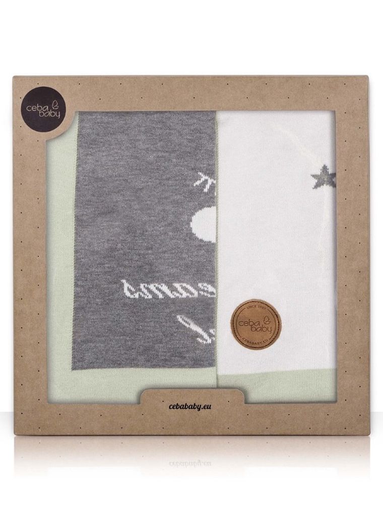 Ceba Baby, Gwiazdy, kocyk niemowlęcy, miętowy, 90-90 cm