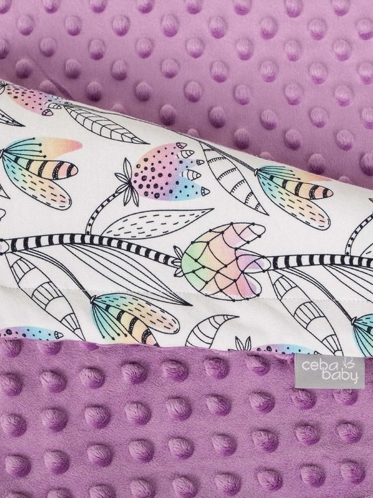 Ceba Baby, kocyk niemowlęcy z poduszką, fioletowy, 75-100 cm