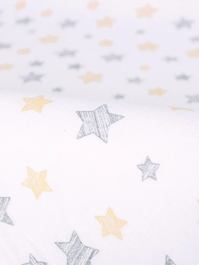 Ceba Baby, Yellow Stars, pokrowiec na przewijak, light grey, 50-70/80 cm, 2 szt.