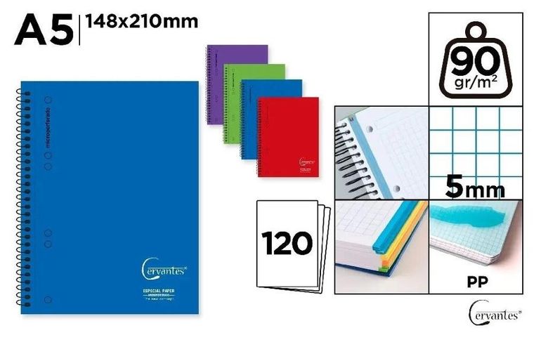 Cervantes, notatnik kołowy A5, 120 kartek, kratka, 1 szt.