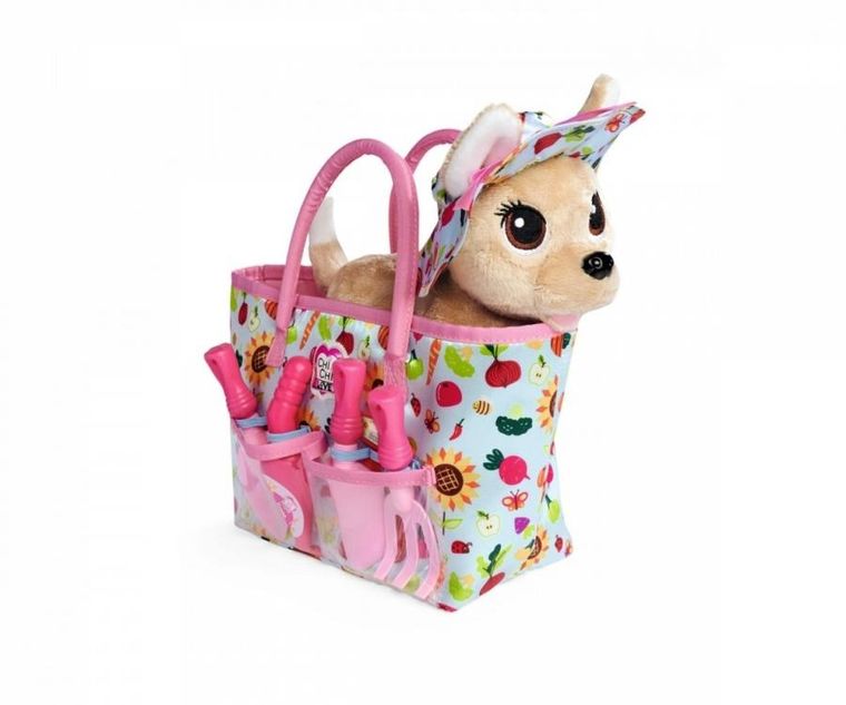 Chi Chi Love, Happy Gardening, piesek maskotka w torebce z akcesoriami ogrodniczymi