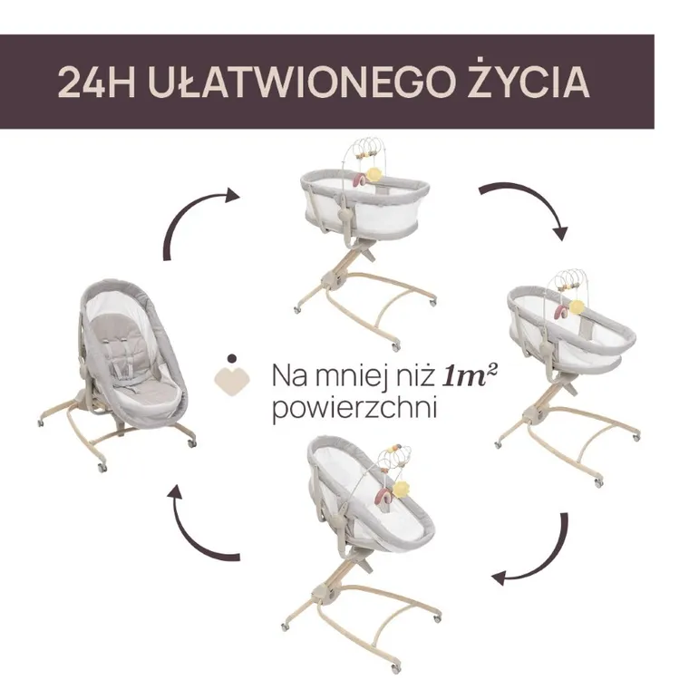 Chicco, Baby Hug Armonia, 4w1: łóżeczko, leżaczek i krzesełko do karmienia, scandinavian