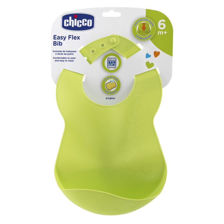 Chicco, elastyczny śliniaczek z kieszonką, zielony, 6m+