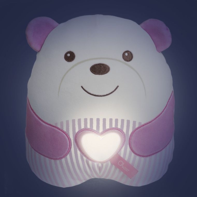 Chicco, First Dreams, Misiek Brzuszek, maskotka ze światłem i melodiami, różowy
