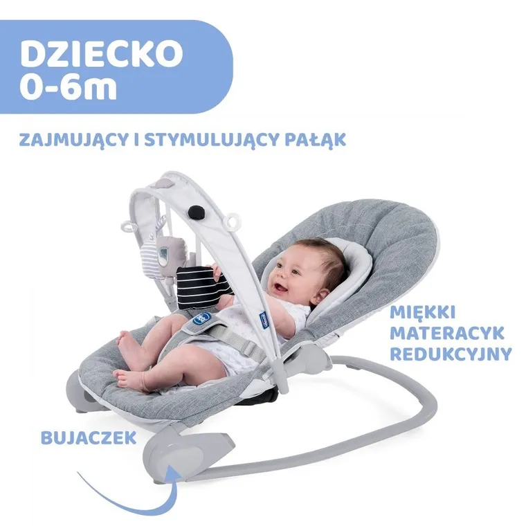 Chicco, Hoopla, leżaczek, bujaczek, 2w1, titanium