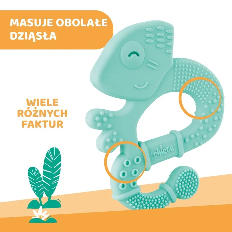Chicco, Jaszczurka, gryzak miękki, zielona