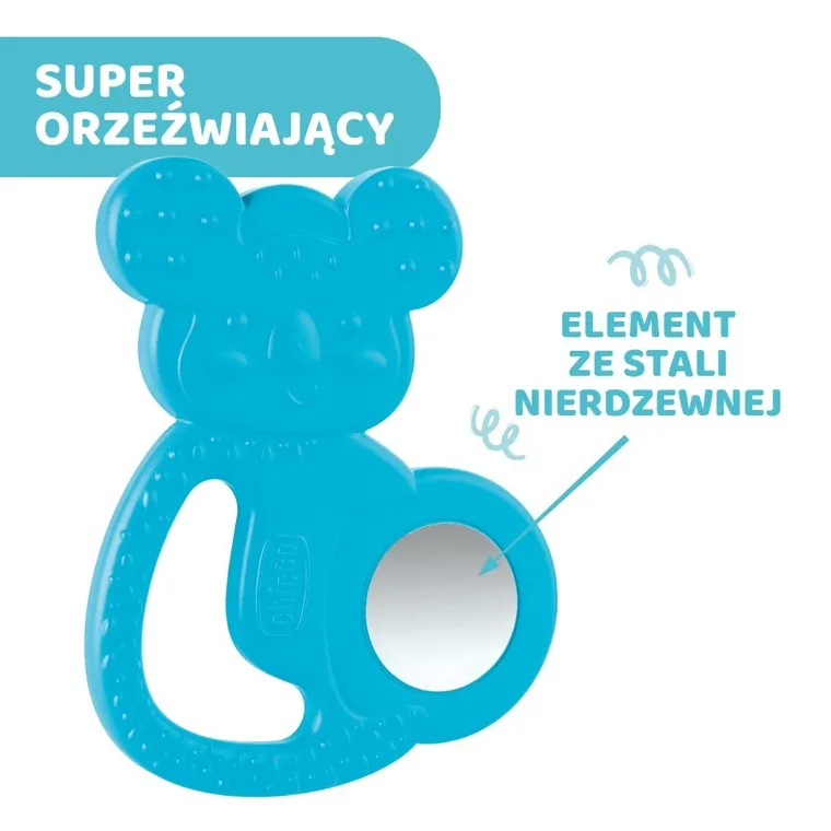 Chicco, Koala, gryzak ze stalą nierdzewną, niebieski
