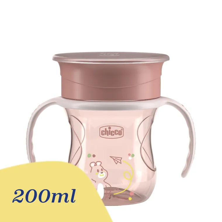 Chicco, kubek treningowy 360° do nauki samodzielnego picia, brzoskwiniowy, 12m+, 200 ml