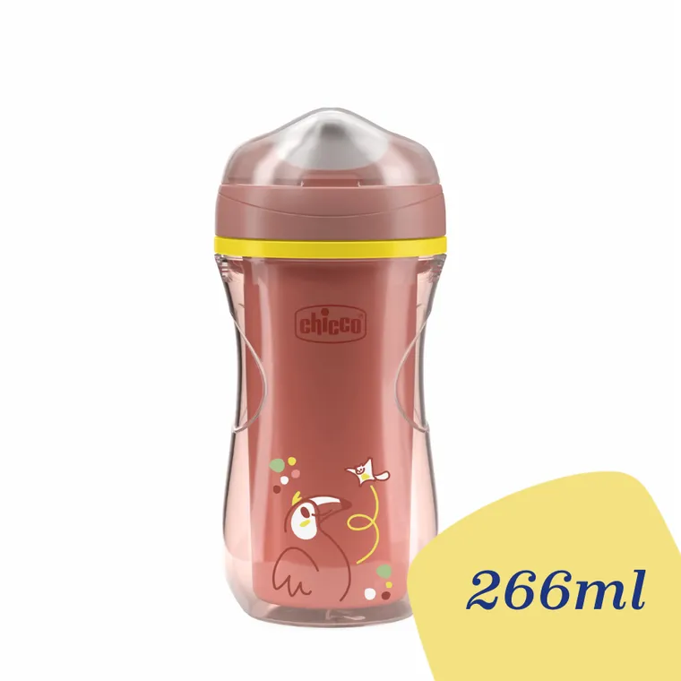 Chicco, kubek treningowy, niekapek, termiczny z twardym ustnikiem, brzoskwiniowy, 14m+, 266 ml