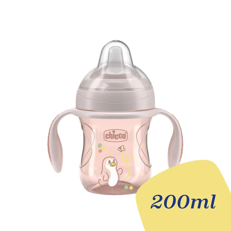 Chicco, kubek treningowy, niekapek z miękkim ustnikiem, beżowy, 4m+, 200 ml