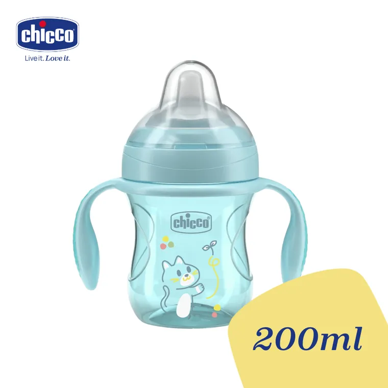Chicco, kubek treningowy, niekapek z miękkim ustnikiem, turkusowy, 4m+, 200 ml