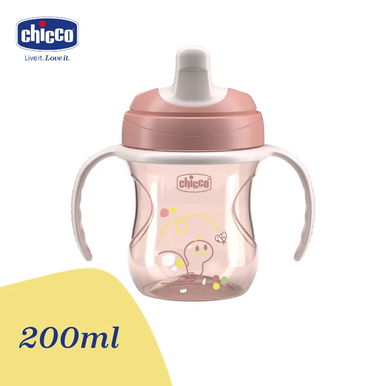 Chicco, kubek treningowy, niekapek z twardym ustnikiem, brzoskwiniowy, 6m+, 200 ml