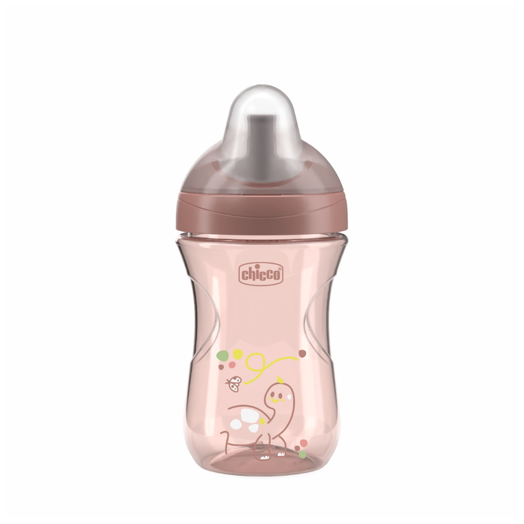Chicco, kubek treningowy, niekapek z ustnikiem w kształcie słomki, brzoskwiniowy 12m+, 266 ml