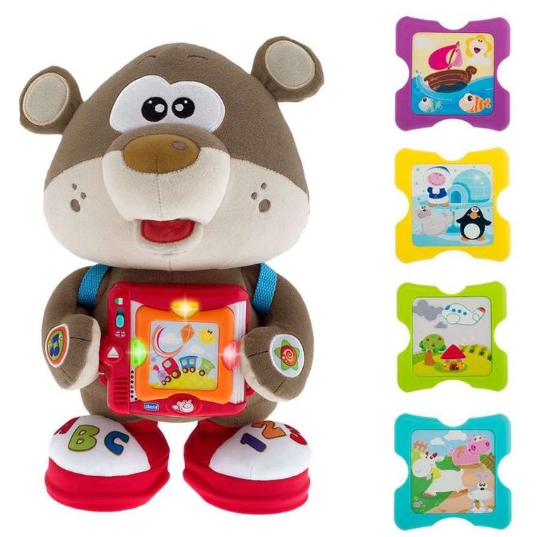 Chicco, Miś podróżnik,  dwujęzykowa zabawka interaktywna, 33 cm