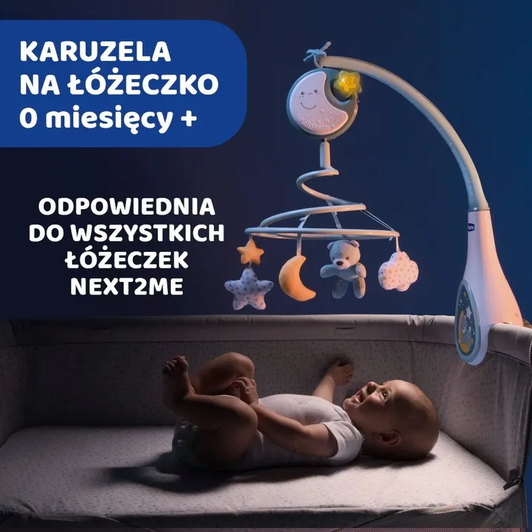 Chicco, Next2Dreams, karuzela 3w1, niebieska