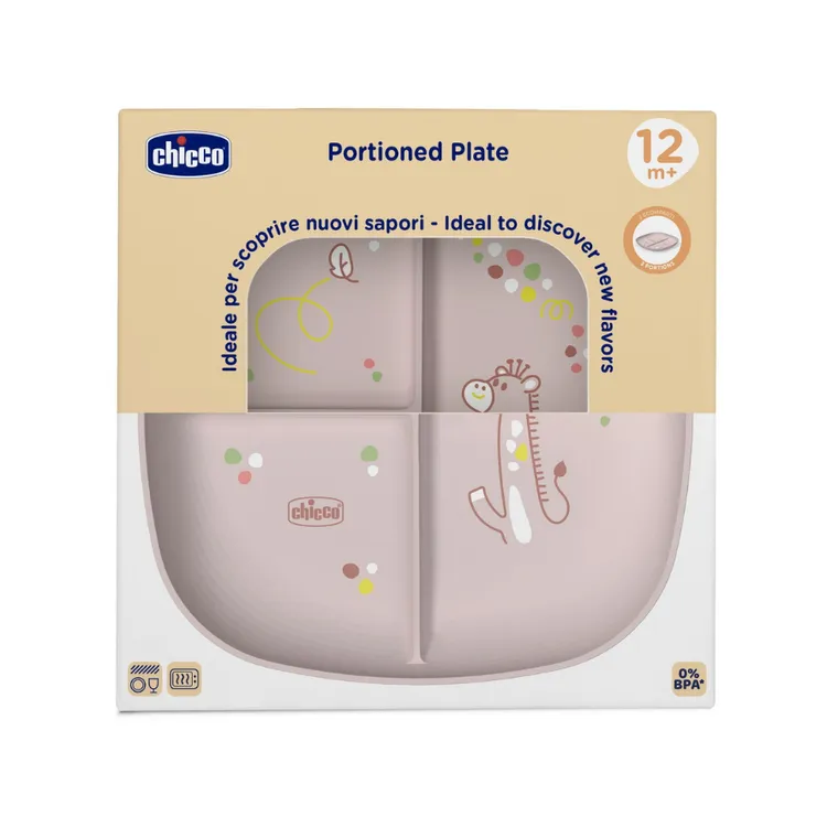 Chicco, talerz 3-dzielny, beżowy, 12m+