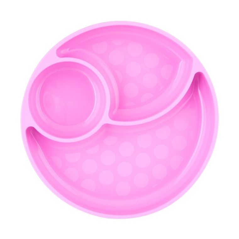 Chicco, talerz silikonowy z przyssawką, trójdzielny, różowy, 12m+