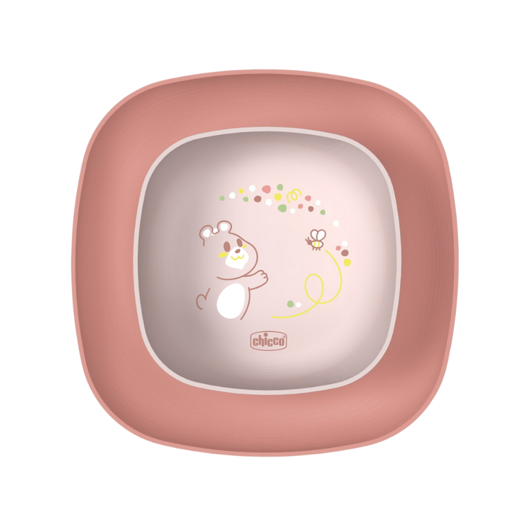 Chicco, zestaw 2 talerzy, brzoskwiniowy, 12m+