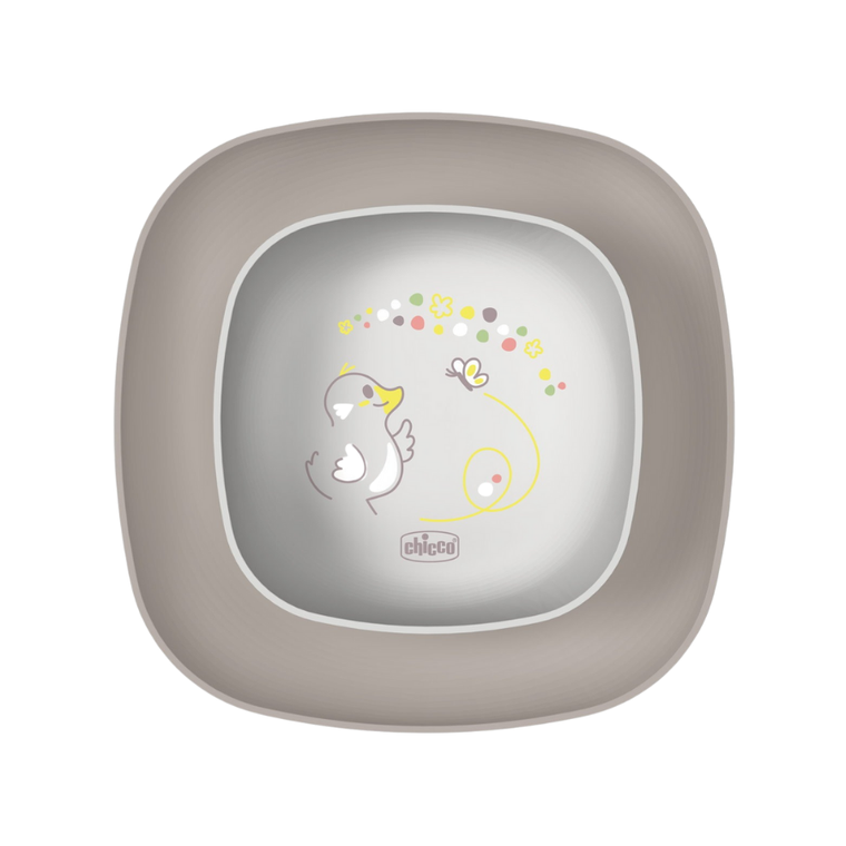 Chicco, zestaw 2 talerzy, szary, 12m+